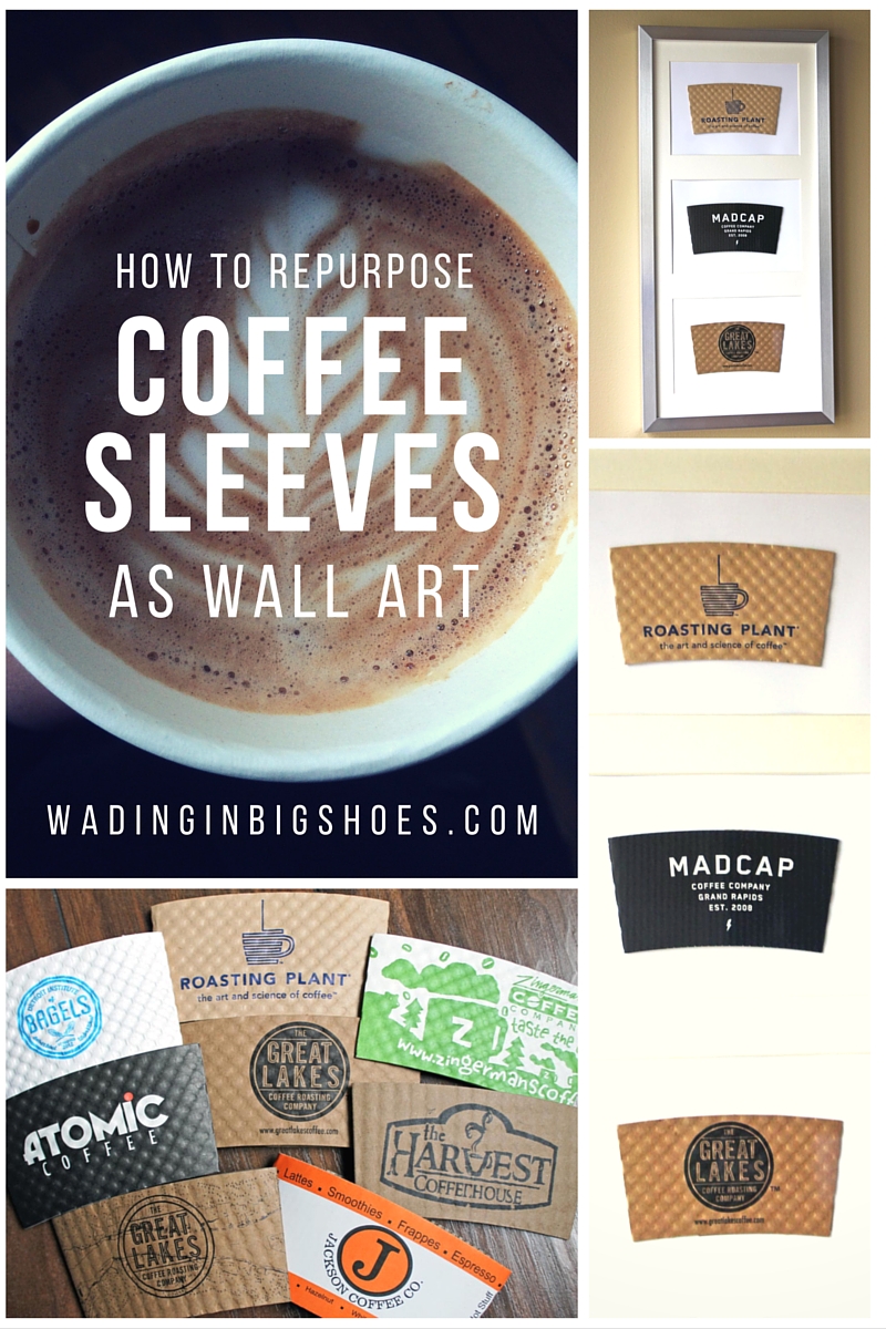 How To Repurpose Coffee Sleeves As Wall Art - Finally, a way to reuse and display those cool coffee sleeves from your favorite coffee houses! Click through to learn more. [via Wading in Big Shoes]