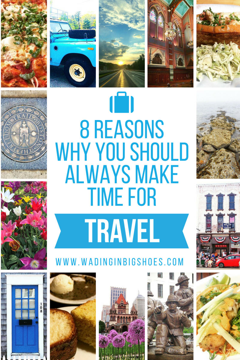 8 Reasons Why You Should Always Make Time For Travel - Considering a vacation but feel guilty about leaving your life behind? Click through for eight important reasons why traveling is good for your physical & mental well-being! (via Wading in Big Shoes)