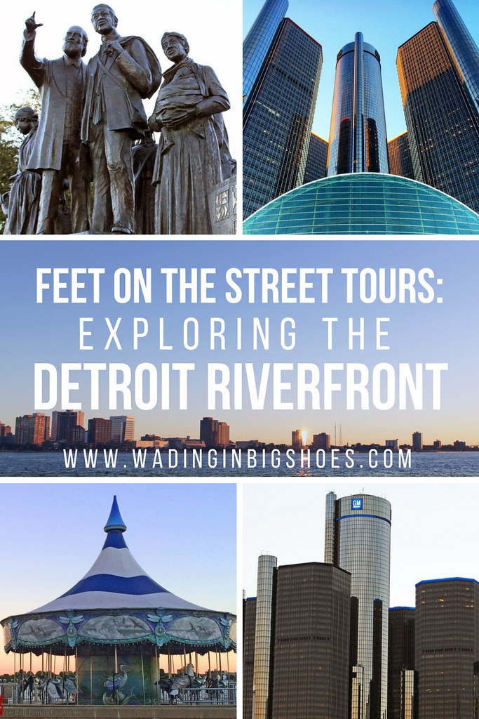 Feet On The Street Tours: 7 Things I Learned About Detroit's Riverfront (via Wading in Big Shoes) // Feet On The Street Tours Detroit offers an up-close look at the Motor City that's fun for tourists and locals alike! Click to learn more about the tours and what you'll see on a customized outing along the Detroit Riverfront and Riverwalk.