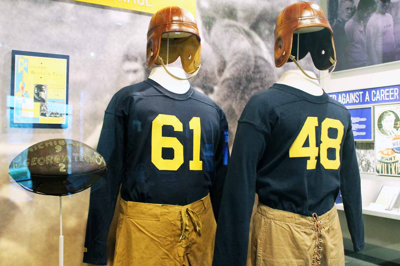 Vintage University of Michigan Football Uniforms at the Gerald R. Ford Presidential Museum /// Gerald R. Ford Presidential Museum: Legacy Of An Unelected President - (via Wading in Big Shoes)