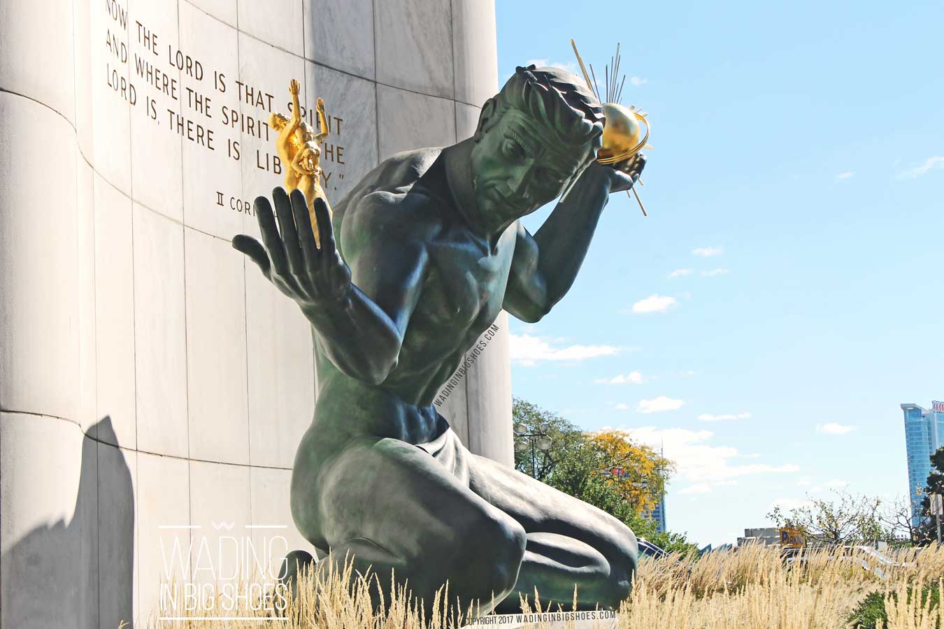 Things To Do In Detroit: Visit The Spirit Of Detroit Statue // (via Wading in Big Shoes) // Don't miss The Spirit of Detroit, located on Woodward Avenue in downtown Detroit. Commissioned in 1955, this bronze and marble statue is in front of the Coleman A. Young Center and makes a great backdrop for Detroit photos.